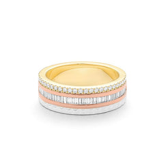 Facet Cnc Ring Halbgefasster 18 Karat Tricolor Memoire Ring mit Diamant