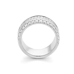 Facet Cnc Ring halbgefasster Memoirering in 750/18 K Bicolor mit 58 Diamanten