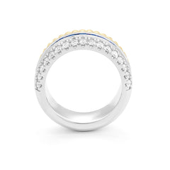 Facet Cnc Ring halbgefasster Memoirering in 750/18 Karat Bicolor