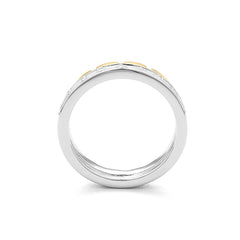 Facet Cnc Ring halbgefasster Memoirering in 750/18 Karat Bicolor mit Baguette