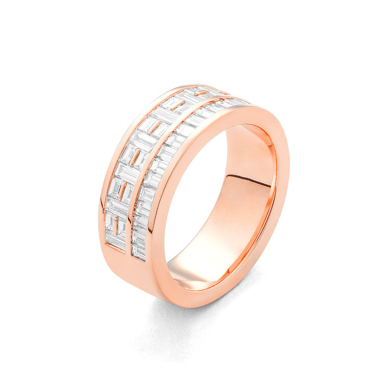 Facet Cnc Ring Halbgefasster Memoirering in 750/18 Karat Roségold