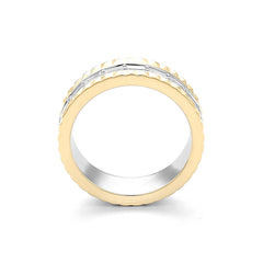 Facet Cnc Ring Memoirering in 750/18 Karat Bicolor Weiss- & Gelbgold