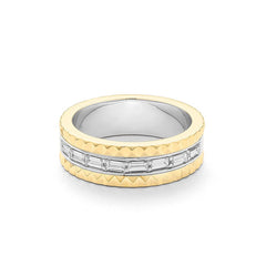 Facet Cnc Ring Memoirering in 750/18 Karat Bicolor Weiss- & Gelbgold