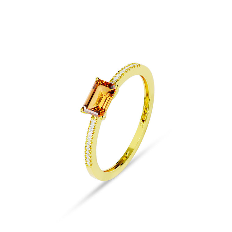 Facet Colors Ring in 18 Karat Gelbgold mit gefassten Diamanten und einem Citrin - R9107026GYN14