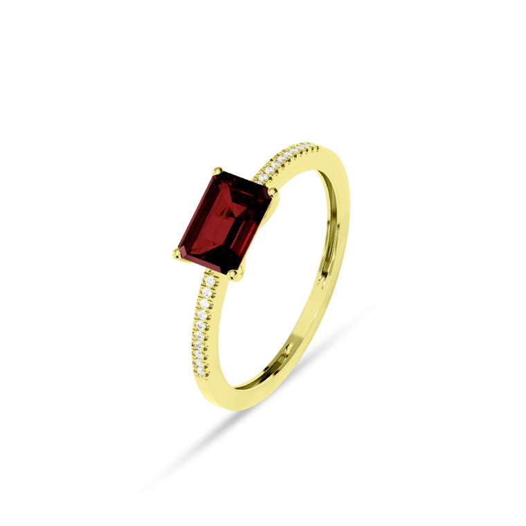 Facet Colors Ring in 18 Karat Gelbgold mit gefassten Diamanten und einem Granat - R9107027GYN14
