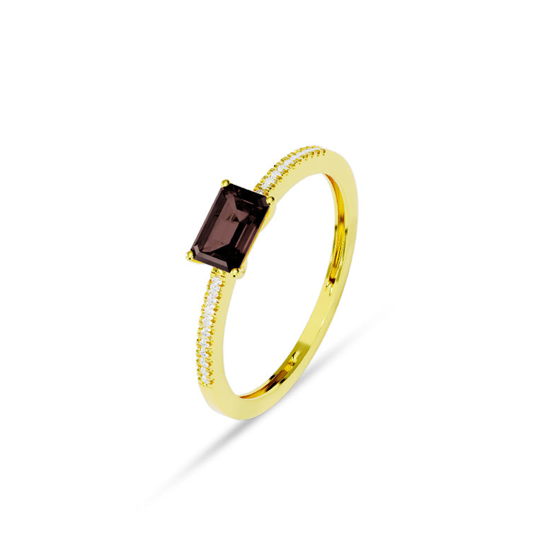 Facet Colors Ring in 18 Karat Gelbgold mit gefassten Diamanten und einem Quarz - R9107026GYN14