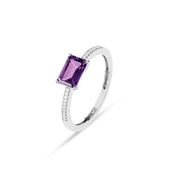 Facet Colors Ring in 18 Karat Weissgold mit gefassten Diamanten und einem Amethyst - R9107027NWA14