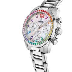 Festina Damenuhr Swiss Made Boyfriend Rainbow - Perlmutt Edelstahl Armband - F20606/2