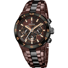 Festina Herrenuhr - Swiss Made, Braun Edelstahl Armband - F20708/1