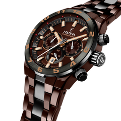 Festina Herrenuhr - Swiss Made, Braun Edelstahl Armband - F20708/1