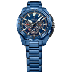 Festina Herrenuhr Swiss Made Chrono Bike - Blau Stahlarmband - F20729/1