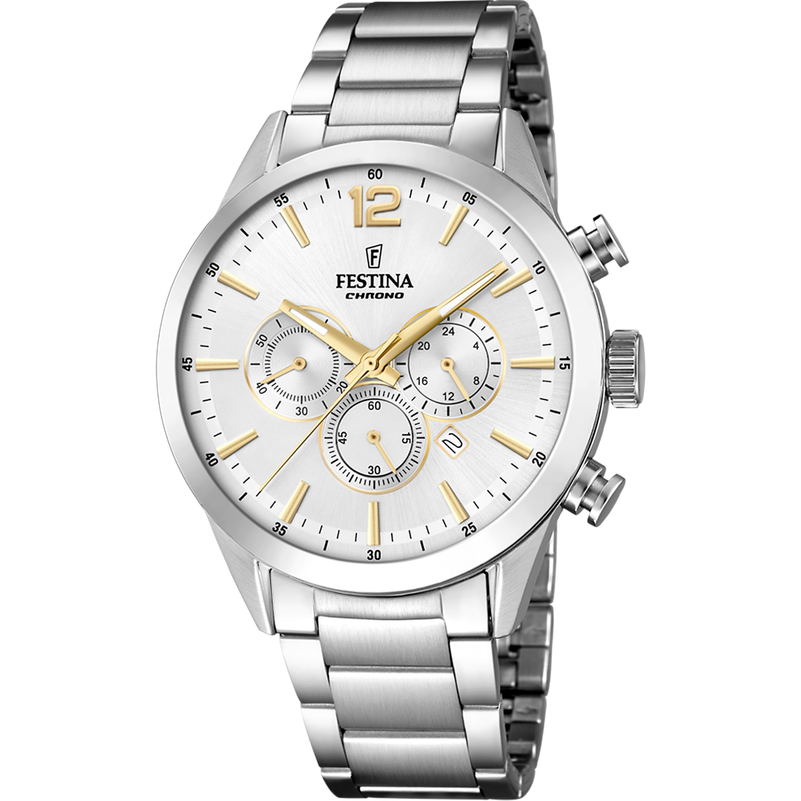 Festina Timeless Chrono Herrenuhr mit Edelstahl Armband - F20343/1