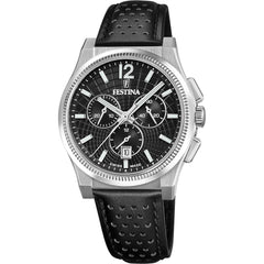 Festina Swiss Rivé Chrono 42 Schwarzes Leder Herrenuhr - F20060/4