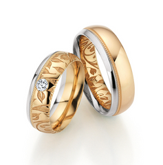 Fischer Blattranke Trauringe mit einem Diamant - 38-07817-070