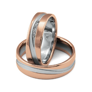 Fischer Trauringe Bicolor mit Diamanten - 38-07533-060/05-07533-060