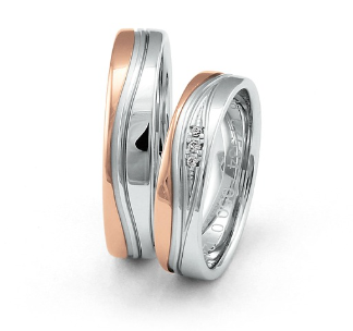 Fischer Trauringe Bicolor mit Diamanten - 38-07534-050/05-07534-050