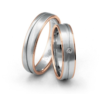 Fischer Trauringe Bicolor mit Diamanten - 38-07538-050/05-07538-050