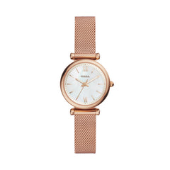 Fossil Carlie Damenuhr - Roségold MOP Mesh 28mm Quarz - ES4433