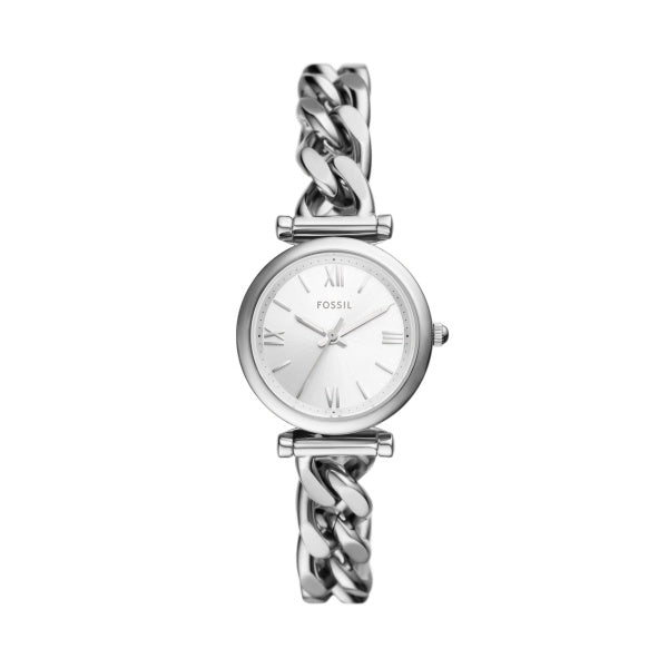 Fossil Carlie Quarz 28 MM Damenuhr in Silber aus Edelstahl - ES5331