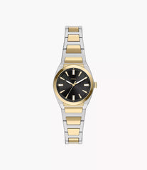 Fossil Everett Damenuhr Bicolor Schwarz Gold Silber 27 mm