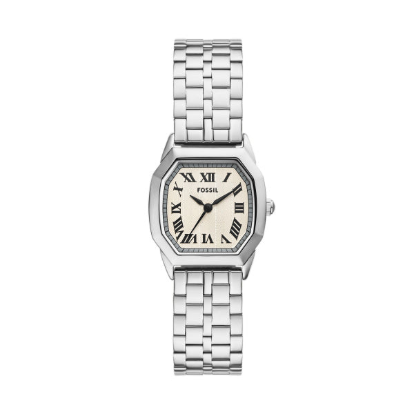 Fossil Harlow 27MM Edelstahl Quarz Damenuhr in Silber & Cream - ES5363
