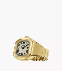 Fossil Harlow Ringuhr Damen Gold mit cremefarbenem Zifferblatt 17 mm 