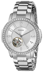 Fossil ME3057 Damen Automatikuhr Architect Edelstahl Silber Weiss 35mm Automatic