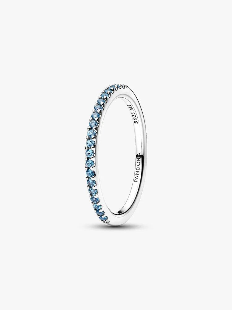 Funkelnder Aquamarinblauer Halb-Ewigkeits-Bandring Sterling-Silber - 192999C03-52