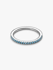 Funkelnder Aquamarinblauer Halb-Ewigkeits-Bandring Sterling-Silber - 192999C03-52