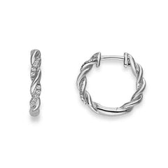 Glänzende Silber Creolen mit weissem Zirkonia - 6264.04858/0001