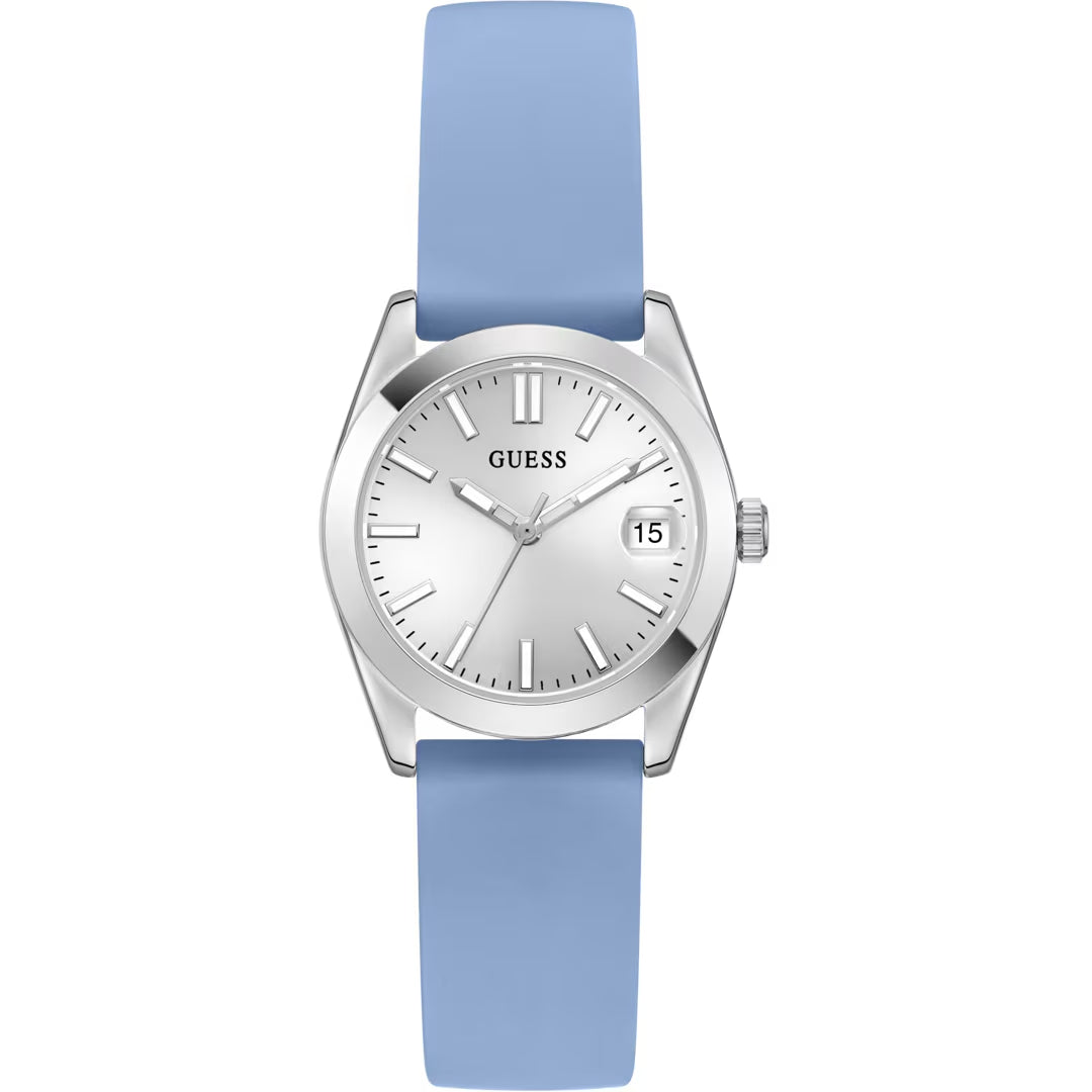 Guess Alice Date Damen Uhr Silber Blau Silikon – GW1033L1
