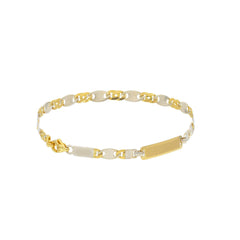 Bracelet d'identification pour homme en or 18 carats – Bracelet en or 18 carats avec plaque gravée - 172763