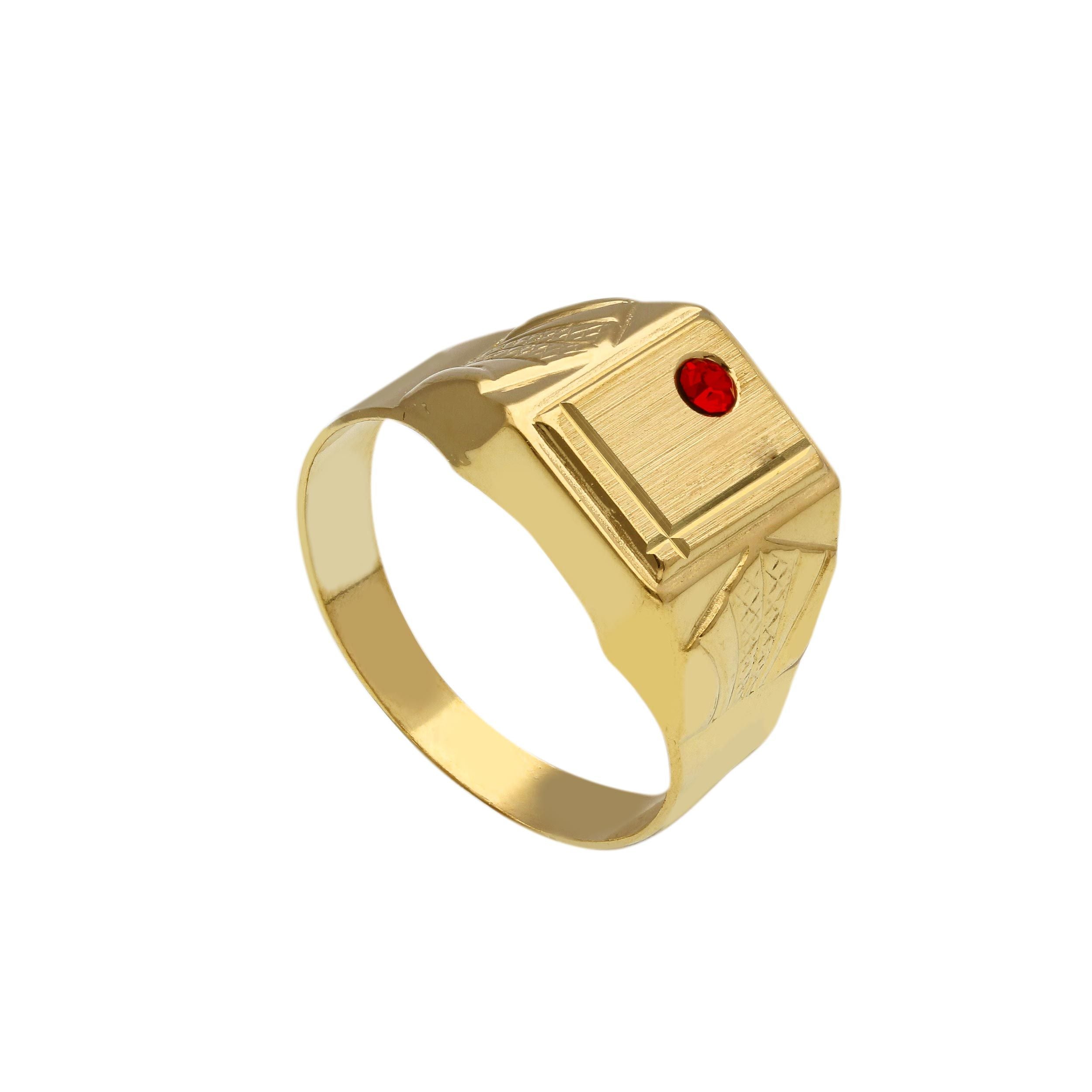 Herrenring in 18 Karat - 750 Gelbgold mit gefassten Kristall - 076231