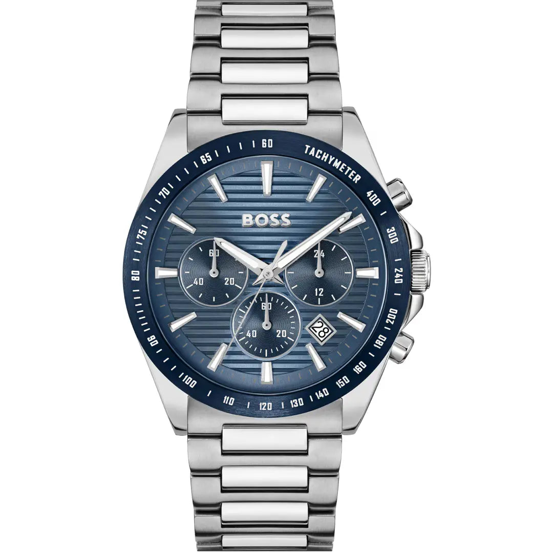 Hugo Boss Strike Chronograph Silbrig / Blau Herrenuhr - 1514240