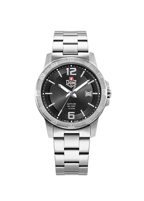 JDM Militär Oscar Herrenuhr aus silbernem Stahl - JDM-WG025-01