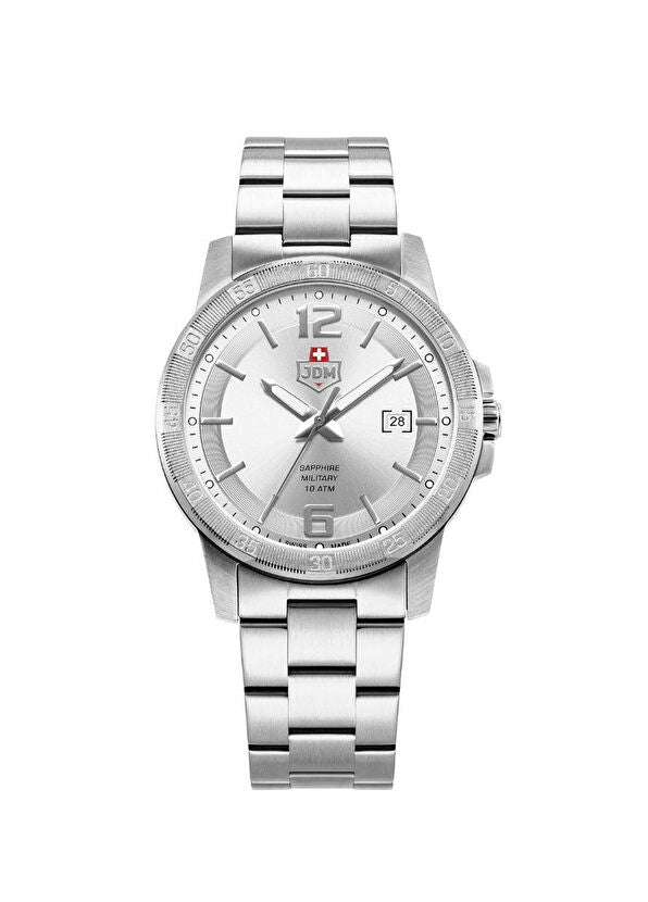 JDM Militär Oscar JDM Herrenuhr aus silbernem Stahl - JDM-WG025-02