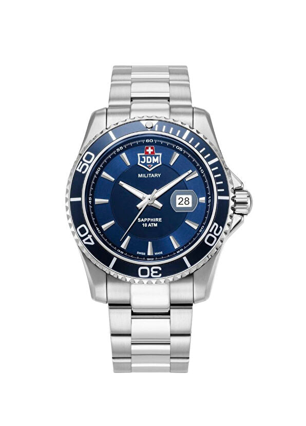 JDM Militär Sapphire Herrenuhr aus metallisch grauem Stahl - JDM-WG022-01