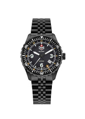 JDM Militär Wingman Herrenuhr aus schwarzem Stahl - JDM-WG028-01