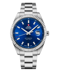Klassische Schweizer Automatikuhr – Blau, Stahl | Swiss Military - SMA34110.03