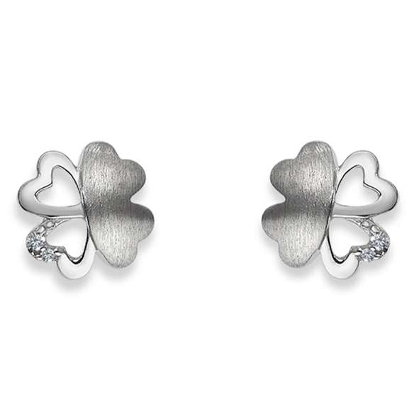 Kleeblatt Kinder Ohrstecker Silber 925 mit Zirkonia - 6262.03488/0001