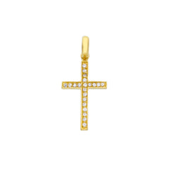 Kreuzanhänger in 18 Karat Gelbgold mit gefassten Zirkonia - 153758