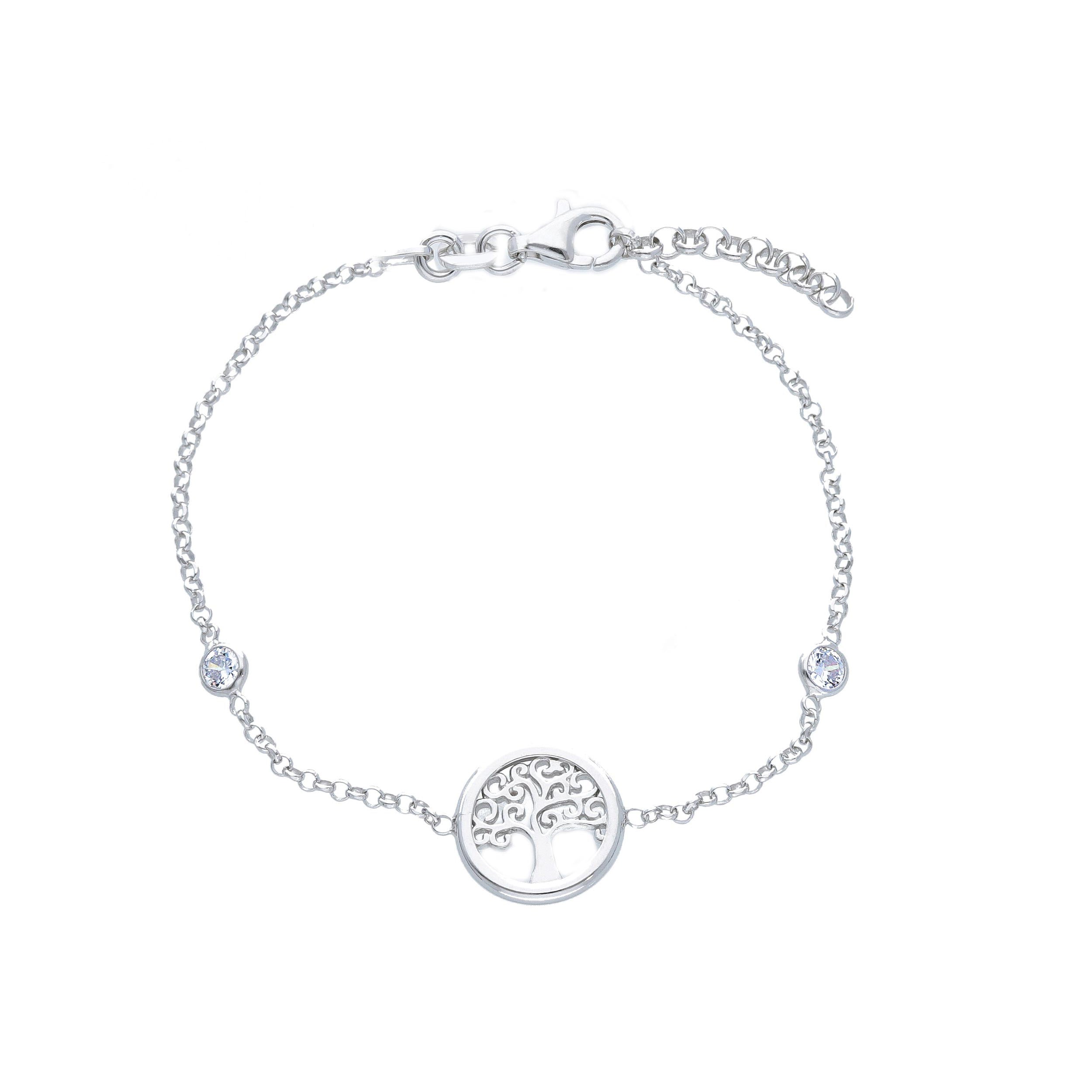 Lebensbaum Armband in Silber 925 mit gefassten Zirkonia - 223818