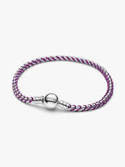 Lilafarbene Kordel Kastenkette Armband Sterling-Silber - 593816C03