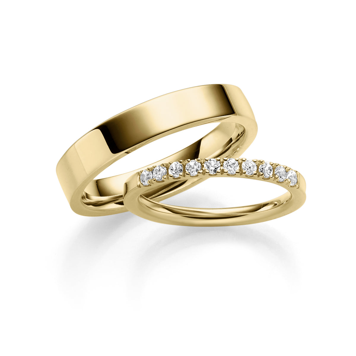 Linden Trauringe / Eheringe Affoltern mit Diamanten 0.0300 ct. - 1641/1642