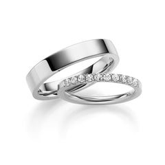 Linden Trauringe / Eheringe Affoltern mit Diamanten 0.0300 ct. - 1641/1642