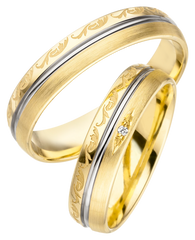 Linden Trauringe / Eheringe Bicolor Elsau mit 0.008 ct. - 1445/1446