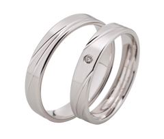 Linden Trauringe / Eheringe Boppelsen mit funkelnder W/si-Diamant - 252/253