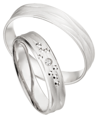 Linden Trauringe / Eheringe Dietikon aus Weissgold mit Diamant - 1411/1412