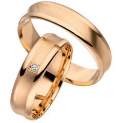 Linden Trauringe / Eheringe Dübendorf aus Roségold mit Diamant W/si - 1414/1415