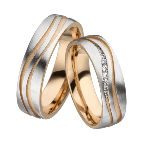 Linden Trauringe / Eheringe Lausanne mit Diamant W/si in Bicolor - 1530/1531